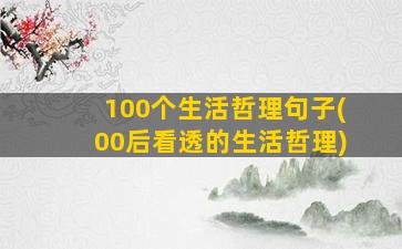 100个生活哲理句子(00后看透的生活哲理)