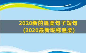 2020新的温柔句子短句(2020最新昵称温柔)