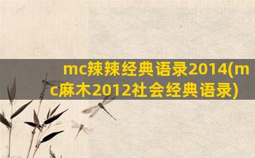 mc辣辣经典语录2014(mc麻木2012社会经典语录)