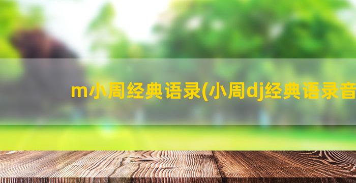 m小周经典语录(小周dj经典语录音乐)