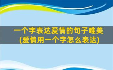 一个字表达爱情的句子唯美(爱情用一个字怎么表达)