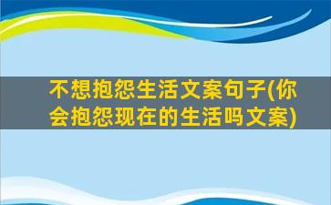 不想抱怨生活文案句子(你会抱怨现在的生活吗文案)