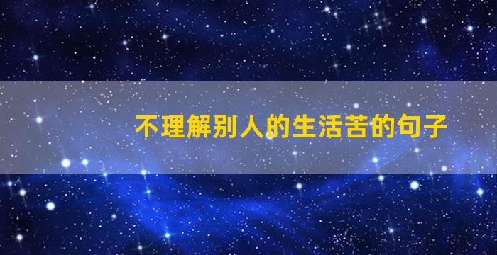 不理解别人的生活苦的句子