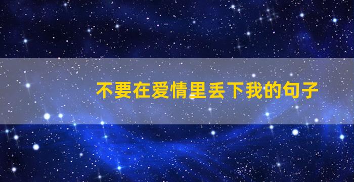 不要在爱情里丢下我的句子