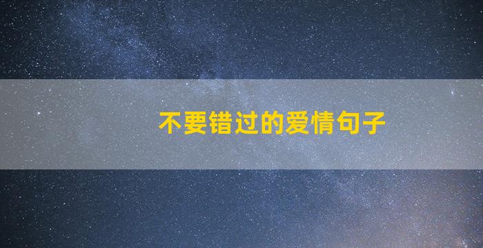 不要错过的爱情句子