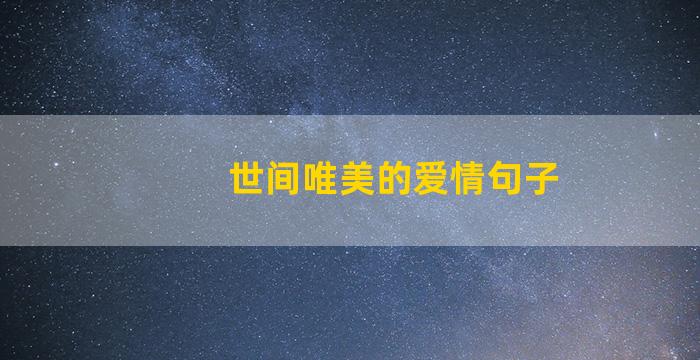 世间唯美的爱情句子