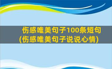 伤感唯美句子100条短句(伤感唯美句子说说心情)