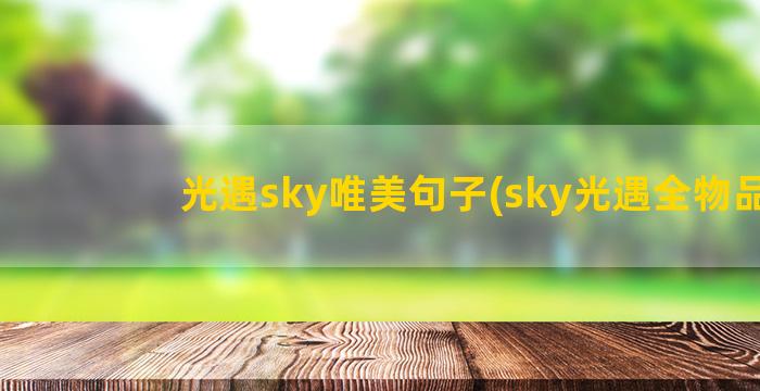 光遇sky唯美句子(sky光遇全物品)