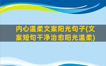 内心温柔文案阳光句子(文案短句干净治愈阳光温柔)