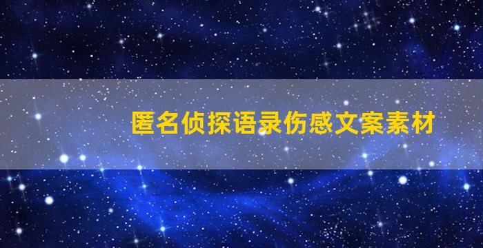 匿名侦探语录伤感文案素材