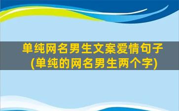 单纯网名男生文案爱情句子(单纯的网名男生两个字)