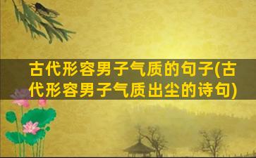 古代形容男子气质的句子(古代形容男子气质出尘的诗句)