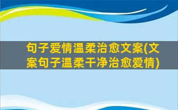 句子爱情温柔治愈文案(文案句子温柔干净治愈爱情)