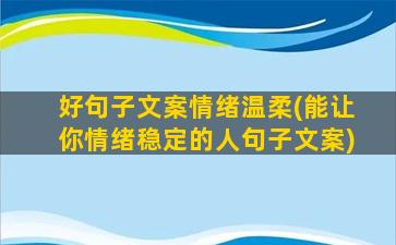 好句子文案情绪温柔(能让你情绪稳定的人句子文案)