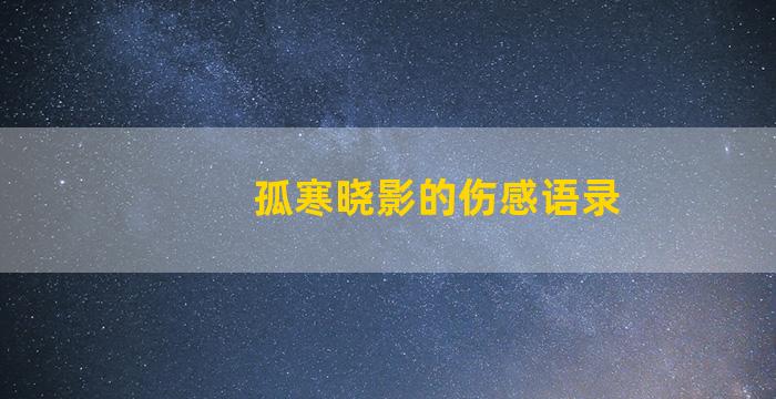 孤寒晓影的伤感语录