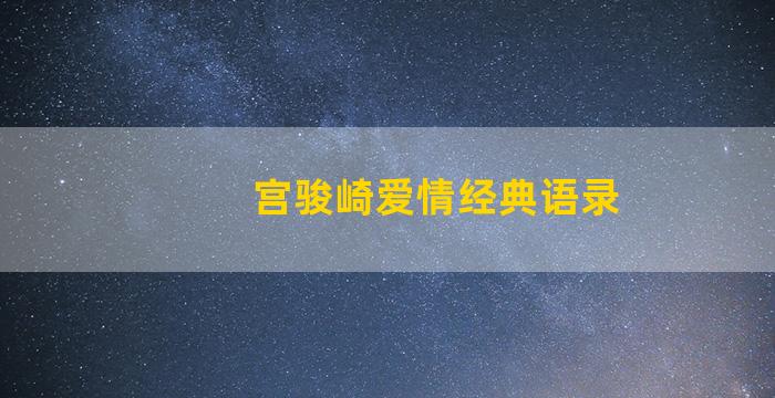 宫骏崎爱情经典语录