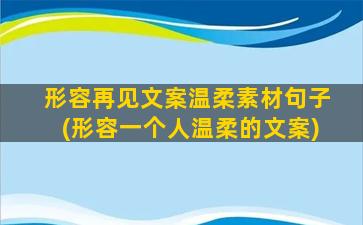 形容再见文案温柔素材句子(形容一个人温柔的文案)