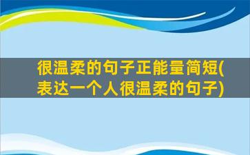 很温柔的句子正能量简短(表达一个人很温柔的句子)