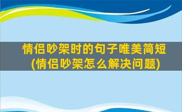 情侣吵架时的句子唯美简短(情侣吵架怎么解决问题)