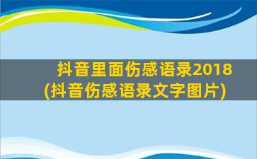 抖音里面伤感语录2018(抖音伤感语录文字图片)