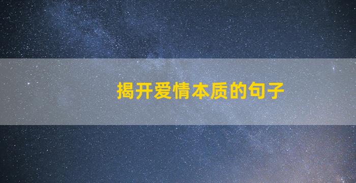 揭开爱情本质的句子