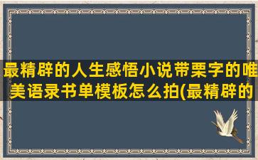 最精辟的人生感悟小说带栗字的唯美语录书单模板怎么拍(最精辟的人生感悟长句子)