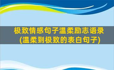 极致情感句子温柔励志语录(温柔到极致的表白句子)