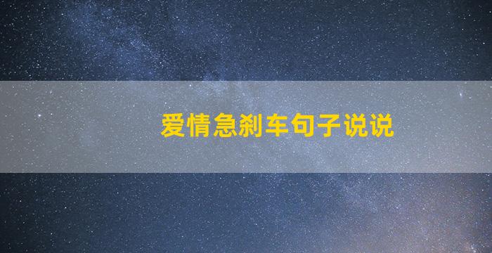 爱情急刹车句子说说