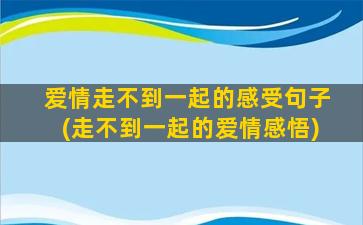 爱情走不到一起的感受句子(走不到一起的爱情感悟)