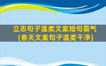 立志句子温柔文案短句霸气(春天文案句子温柔干净)