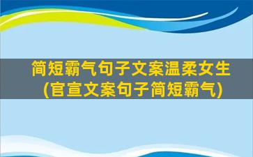 简短霸气句子文案温柔女生(官宣文案句子简短霸气)