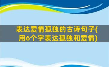 表达爱情孤独的古诗句子(用6个字表达孤独和爱情)