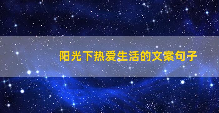 阳光下热爱生活的文案句子